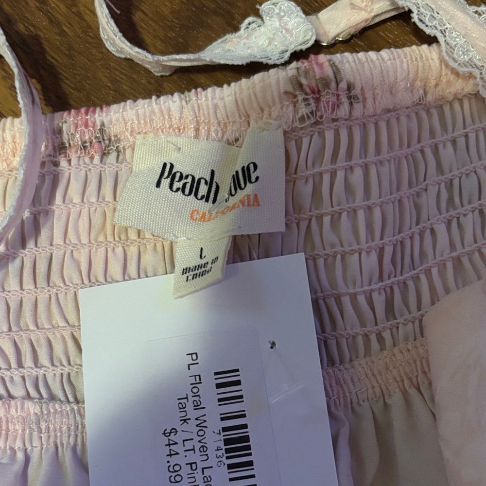 NWT Peach Love California Pink Floral Chiffon lace Tank with Peach Love shorts - Picture 6 of 14
